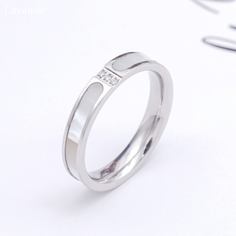 Nhẫn Thép Titan Đính Đá Zircon Trắng Sang Trọng Không Phai Màu 1YN5