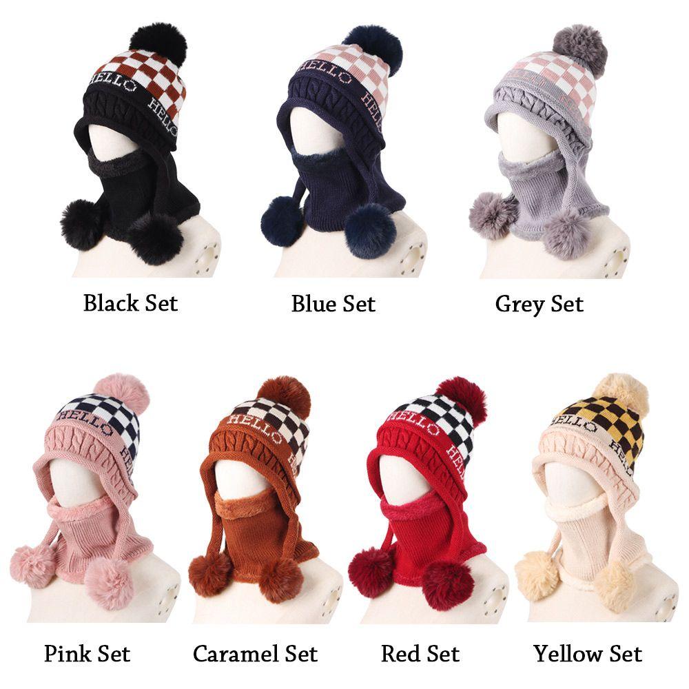 SUMU Set Mũ Len Trùm Tai Kèm Khăn Choàng Cổ Giữ Ấm Cho Nữ