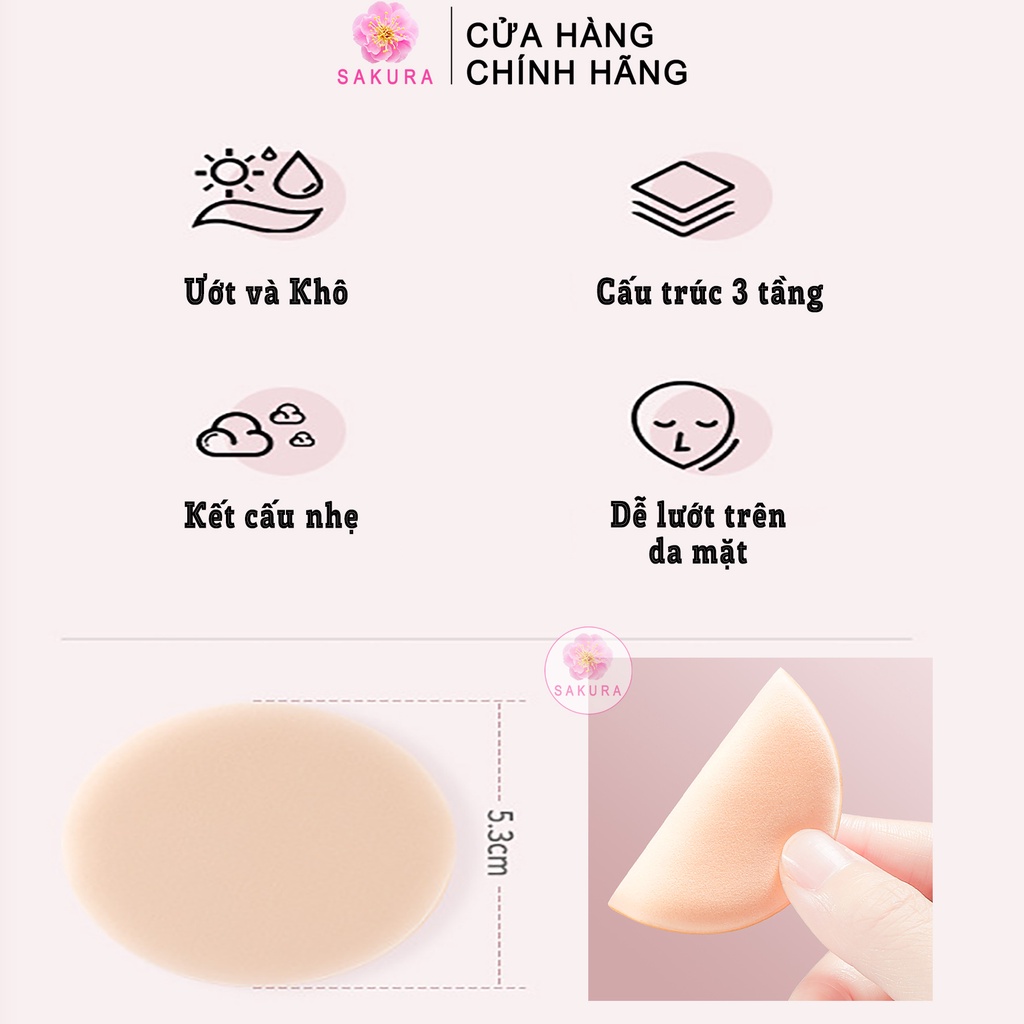 Hộp 7 miếng bông đánh phấn trang điểm Cushion Maycreate Bọt biển đánh phấn mềm mại tiện lợi cao cấp nội địa trung SAKURA