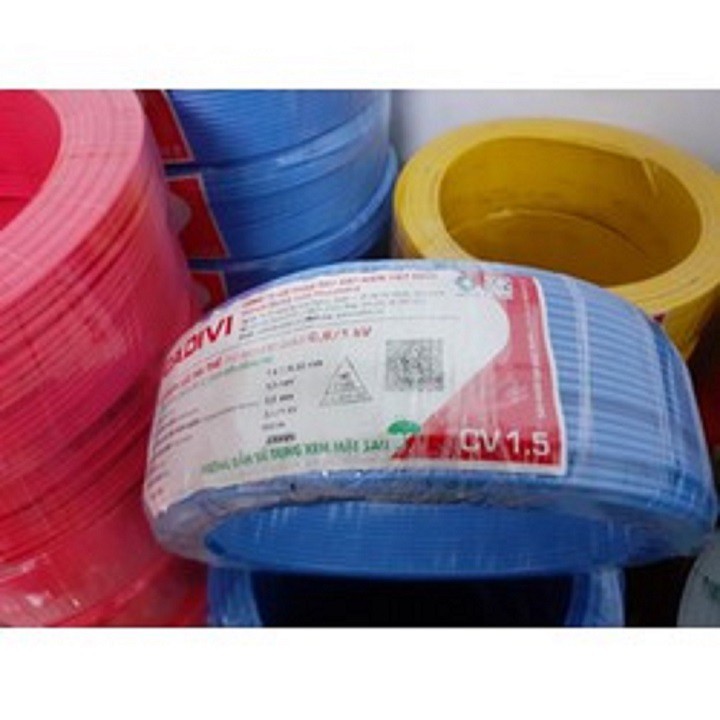 [Lẻ 50 mét] Dây điện cadivi 1.5 đơn 1 lõi 7 sợi CV1.5