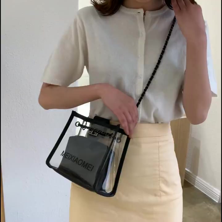 MOUSSON Túi Xách Đeo Chéo Trong Suốt Phối Dây Xích Thời Trang Nữ Sành Điệu | BigBuy360 - bigbuy360.vn
