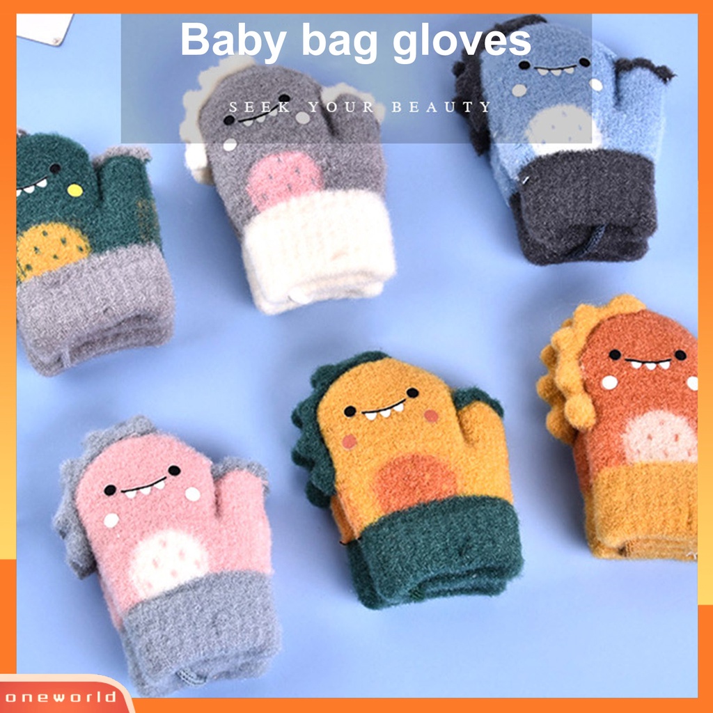 |Áo Thun In Hình ONEOR Thời Trang Năng Động| 1 Đôi Găng Tay Dệt Kim Dày Giữ Ấm In Hoạt Hình Dễ Thương Cho Bé