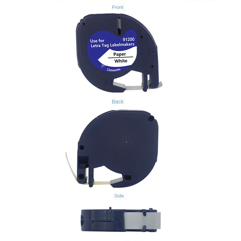 Set 6 Cuộn Băng Nhãn Dán Tương Thích Với DYMO Màu Trắng Đen Dành Cho DYMO Letrataag 91330 10697
