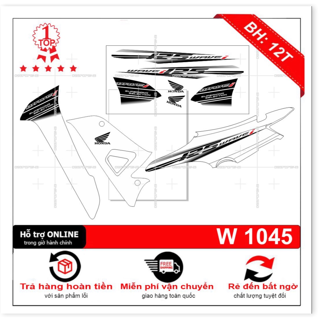 ( Quí khách vui lòng mang ra tiệm cho thợ dán ) Tem wave 2016 chế 125i trắng