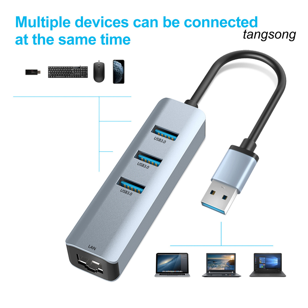 Bộ Chia 3 Cổng Usb 3.0 Hub Sang Rj45 Lan Cho Macbook Mac