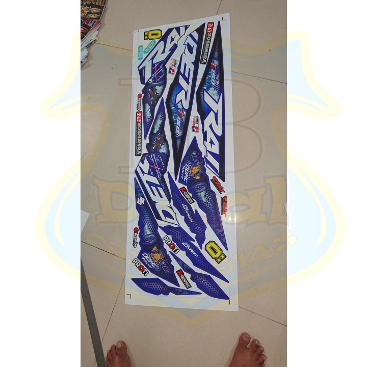 ( Quí khách vui lòng mang ra tiệm cho thợ dán ) Tem Raider Fi tổ ong xanh gp