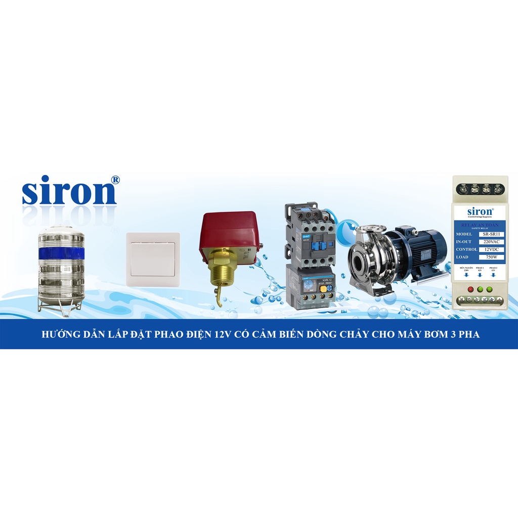 Rơ le an toàn cho phao điện máy bơm nước chuyển nguồn thành 12V GL SRF-111M / SIRON SR11
