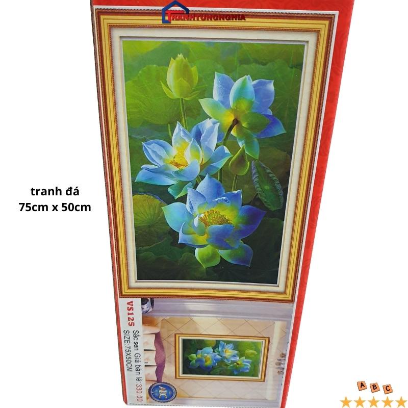 Tranh đính đá hoa sen ngát hương 75cm x 50cm