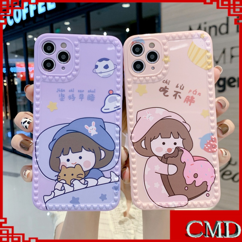 Ốp Điện Thoại Silicon Mềm Hình Cô Gái Mặc Đồ Ngủ Màu Tím Cho Iphone 6 6plus 6s 6splus 7 7plus 8 8plus x xs 11/12 11 pro promax/-982