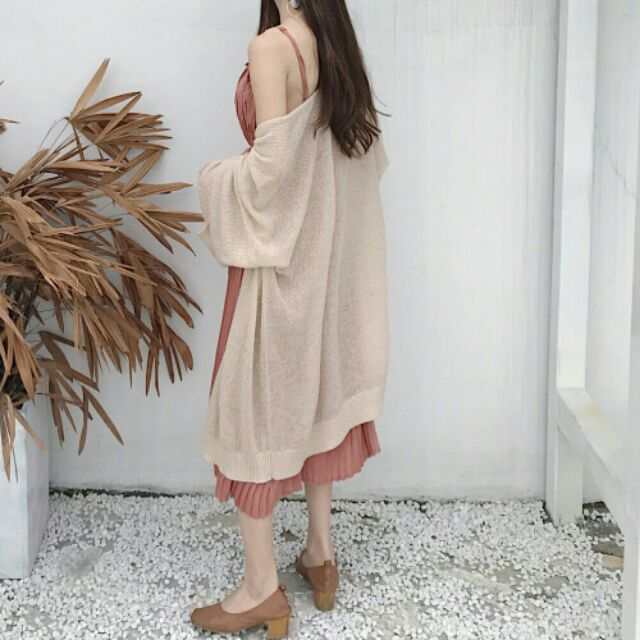 [order]Áo cardigan dệt kim mỏng dáng dài