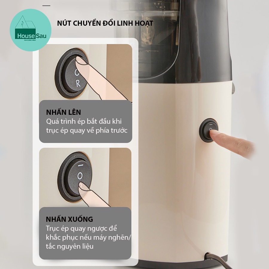 Máy ép hoa quả chậm, Máy ép trái cây cổ to BEAR YZJ-C02S5