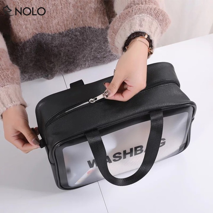 Túi Đựng Mỹ Phẩm Vật Dụng Du Lịch Washbag Chất Liệu PU TPU Chống Thấm Nước Kích Thước 22x12x31cm