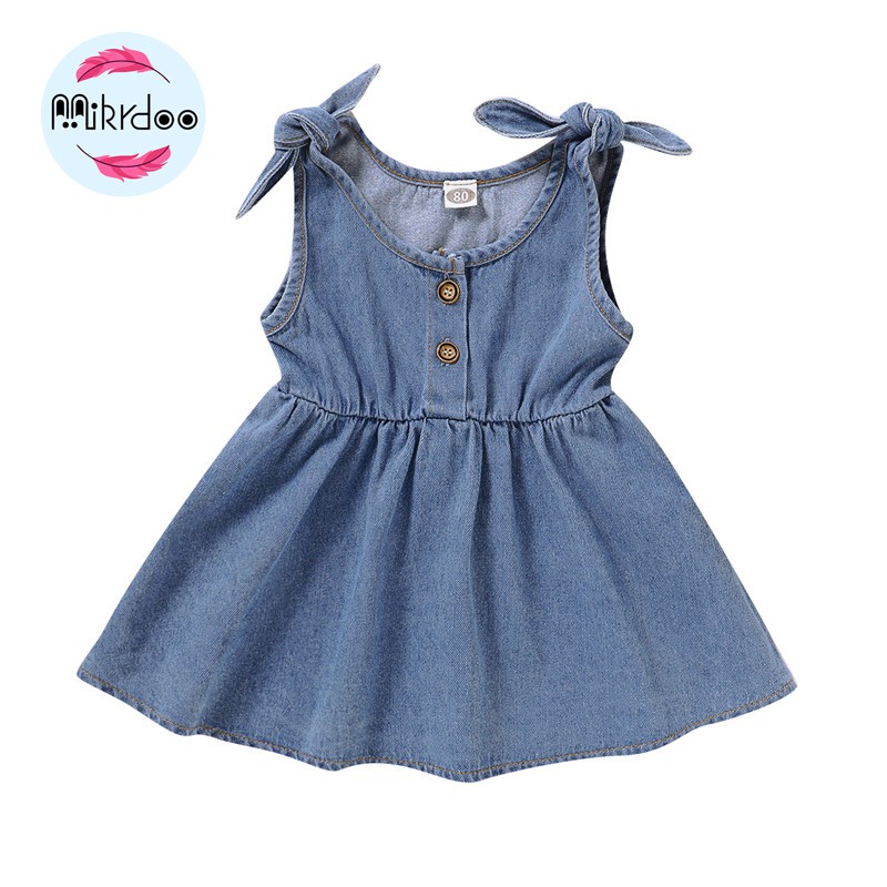 Đầm yếm denim MIKRDOO thời trang mùa hè cho bé gái 1-4 tuổi