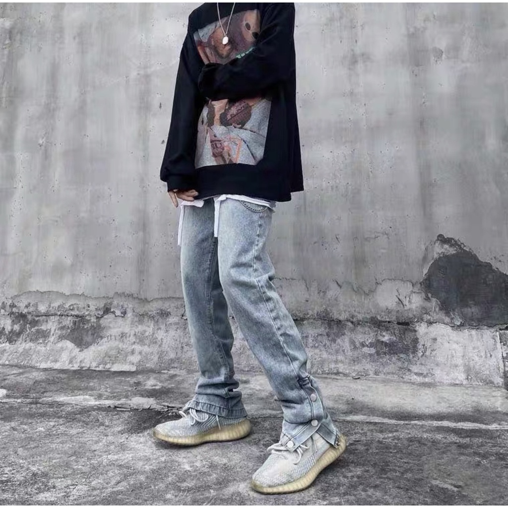 Quần jean baggy nam nữ FOG sixth quần jeans ống suông màu xanh unisex Kun Shop