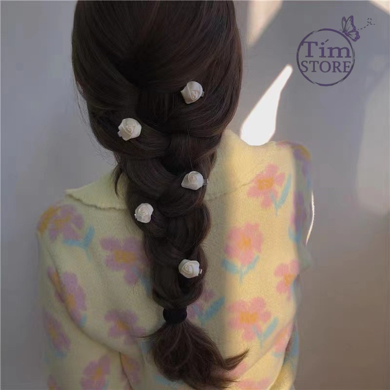 Set kẹp tóc nữ hoa hồng cherry dâu vải mini kẹp mái TIMSTORE phong cách hàn quốc kiểu mới dễ thương