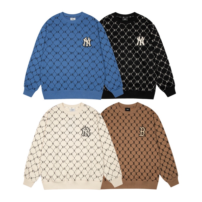 Áo sweater MLB chui đầu cổ tròn tay dài dáng rộng thời trang năng động dành cho cặp đôi