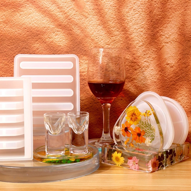 Khuôn Silicone Làm Đế Lót Ly Bằng Resin Epoxy Độc Đáo Trang Trí Nhà Cửa DIY