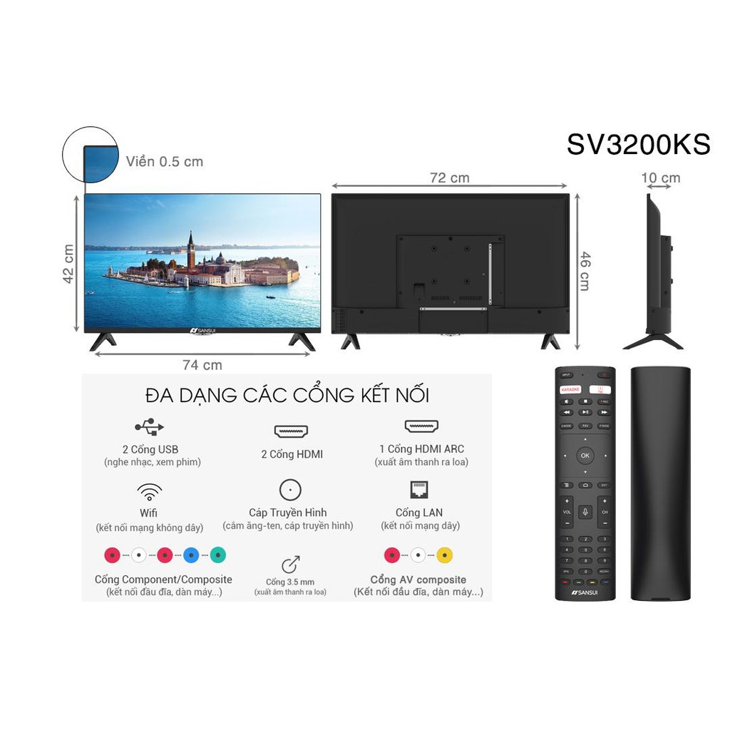 Smart Karaoke TV SanSui 32inhcs SV3200KS | BigBuy360 - bigbuy360.vn