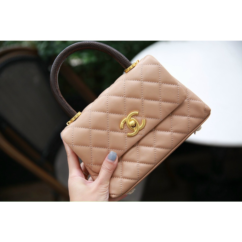 Túi Chanel Coco Mini 7.5 - Size 20cm - Chất da Caviar cao cấp - Quai thằn lằn - Hàng nét, phom chuẩn - Box nam châm