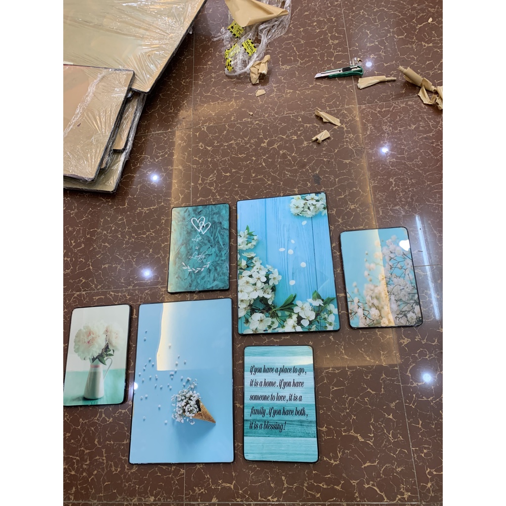 SET 6 Tranh Ghép Treo Tường Tropical kèm Khung Phòng Làm Việc/ Quán Trà Chanh/ Trang Trí Phòng khách