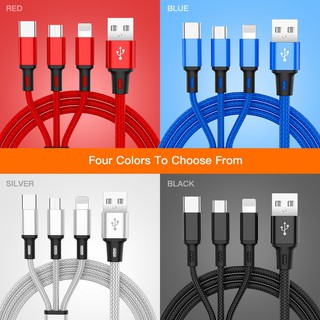 Cáp Sạc Nhanh Đa Năng 3 Đầu :-Type C-Micro USB-Cho Tất Cả ĐT