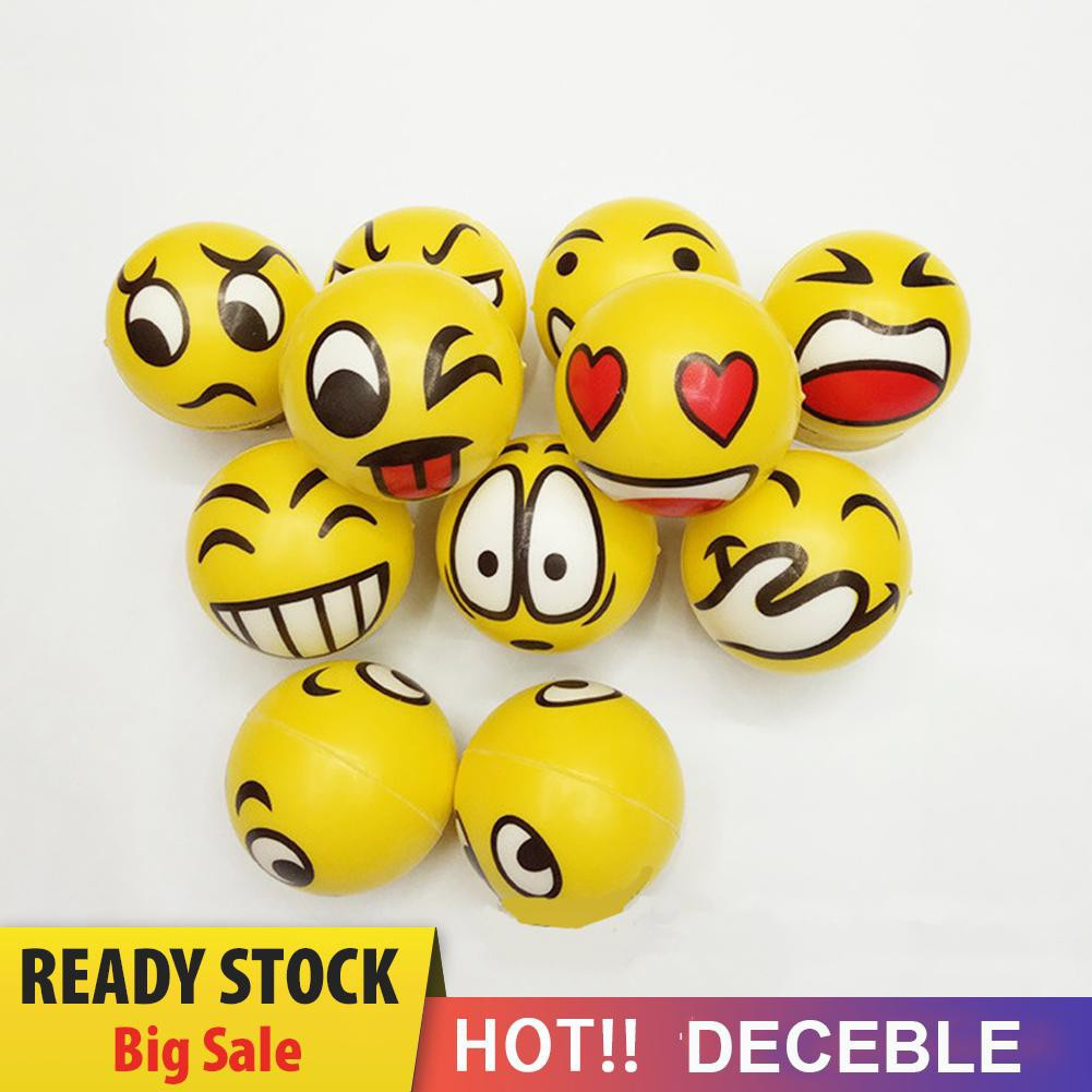 Pop It Fidget Đồ chơi 12pcs/lot Squeeze Funny PU Balls Smile Face Kid Pressure Relief Đồ chơis Random