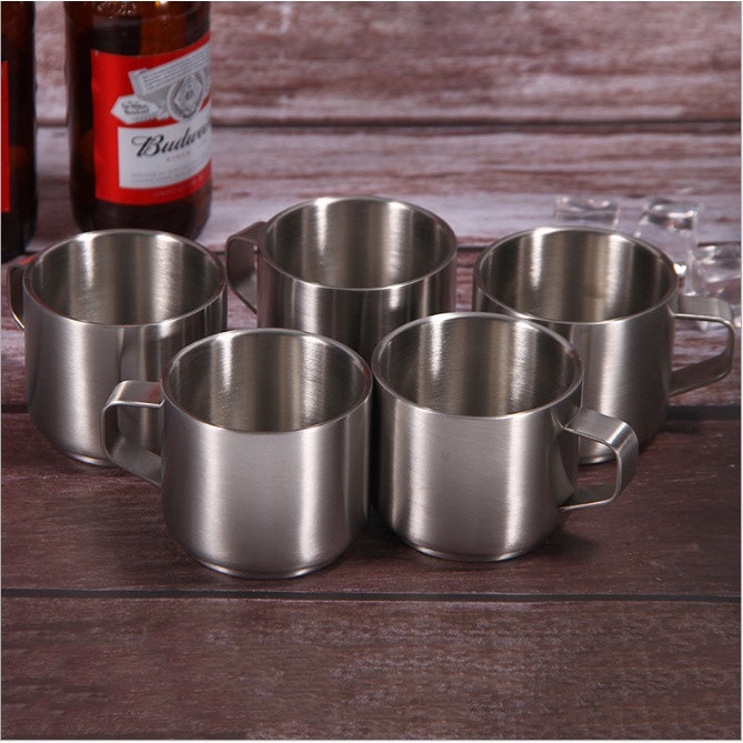 COMBO 5 Ly inox có quai uống nước - Ca làm đá có quai bằng inox - Mikem Shop