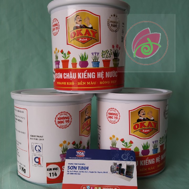 Sơn chậu kiểng màu xám nhạt hệ nước ngoài trời Okay Paint HOẶC YES 1kg