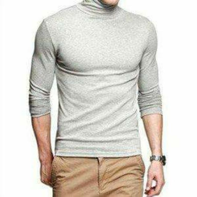 Áo thun cổ lọ tay dài nam