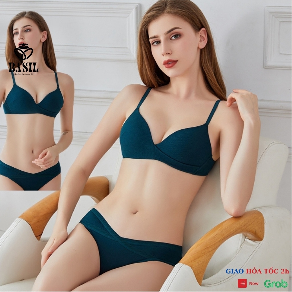 Bộ đồ lót BS01 Basil nữ cotton mềm nhẹ không gọng tôn ngực