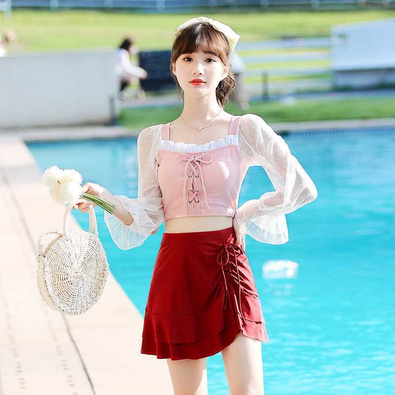 Swimsuit female 2021 new fashion ins super fairy split skirt style hot spring conservative student fairy fan swimwear | BigBuy360 - bigbuy360.vn
