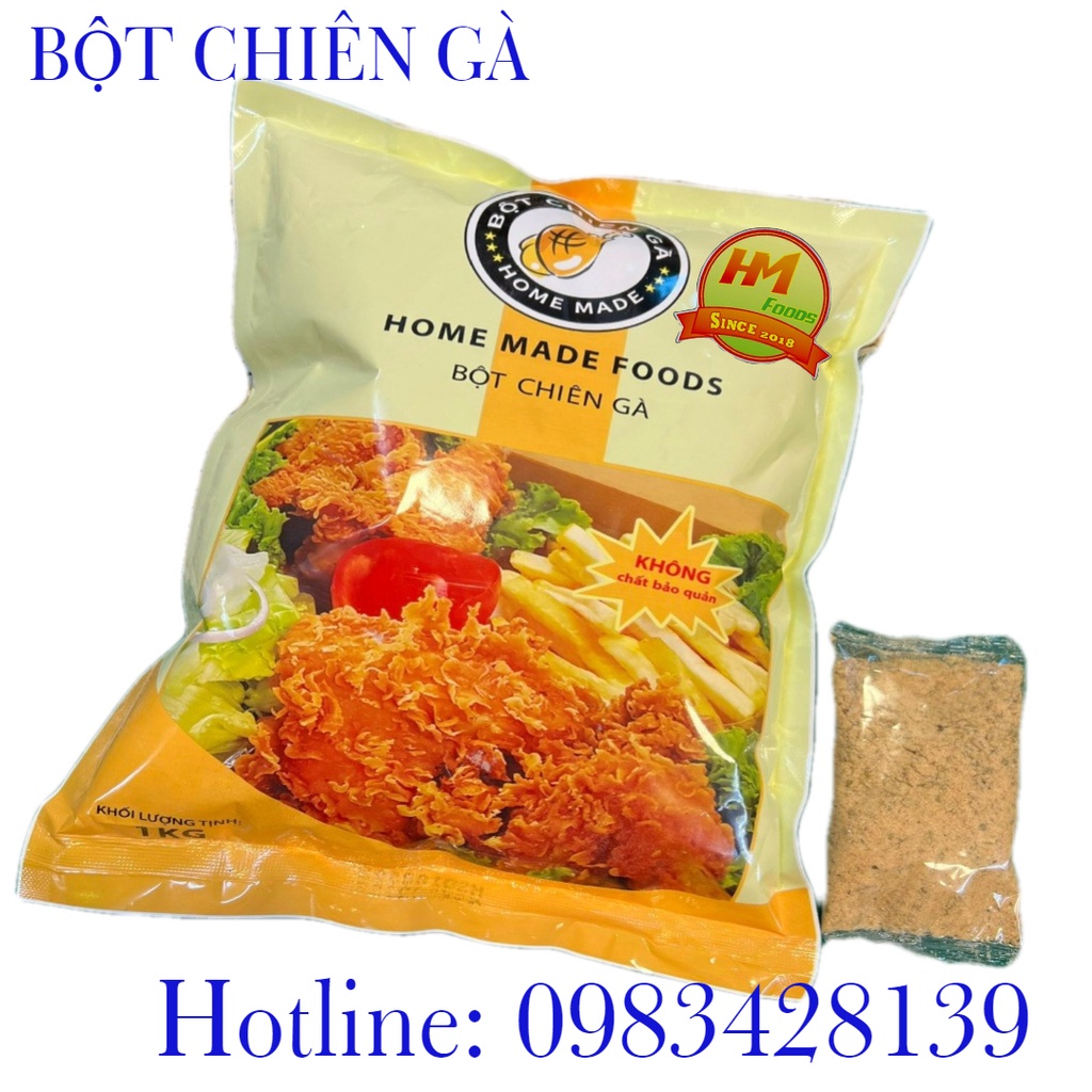 Bột chiên gà HMFOODS, Bột chiên gà giòn kfc gói 1kg ( Tặng kèm gia vị ướp được 5kg gà )