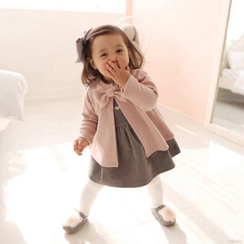 Áo khoác cardigan cổ tròn đáng yêu cho bé gái