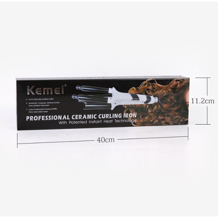 Máy Uốn Tóc, Tạo Kiểu 3 Trục Màn Hình LCD Kemei Professional Ceramic Chuẩn Salon tóc Kemei KM-028
