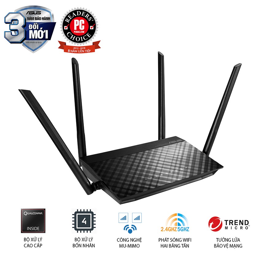 Router wifi ASUS RT-AC59U (Mobile Gaming) Wireless AC1500Mbps Bộ định tuyến băng tần kép