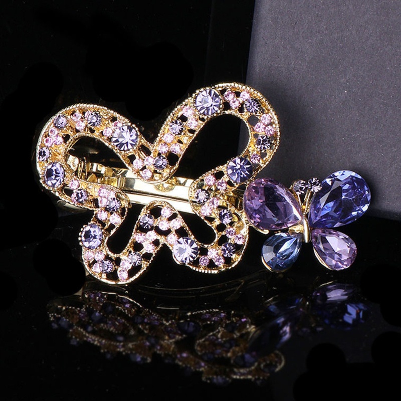 Kẹp Tóc Đuôi Ngựa Đính Đá Pha Lê Nhân Tạo Nhiều Màu Sắc Phong Cách Vintage Pháp Cho Nữ