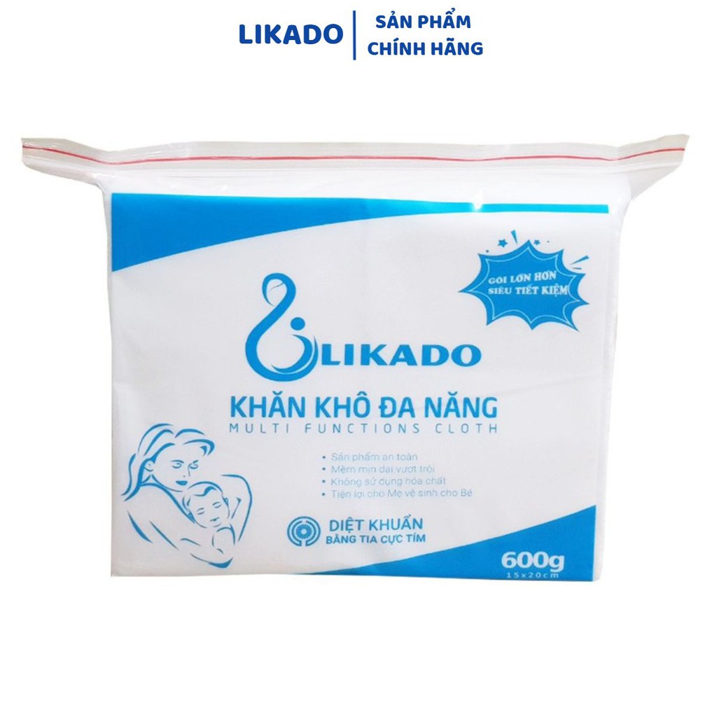 Khăn vải khô đa năng cho bé Likado 600g 550 tờ(15*20cm)( SP003041)(1 GÓI)