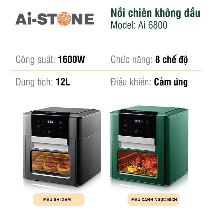 Nồi chiên không dầu Ai-STONE Ai-6800 Dung tích 12L - Bảo hành 12 tháng