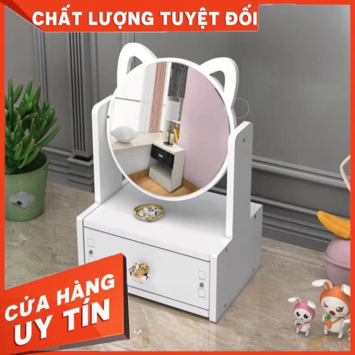 HH Kệ Đựng Mỹ Phẩm Có Gương Tai Mèo (1 Ngăn)