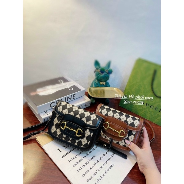 Túi Hà Hà Phối Caro  Túi Đeo Chéo Nữ Size 20