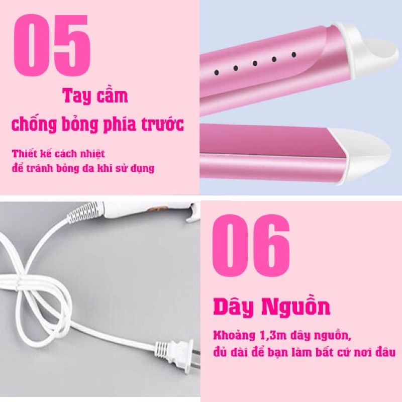 Máy uốn tóc mini đa năng giá rẻ, máy là duỗi uống tóc xoăn sóng làm thẳng 2 in 1 chính hãng