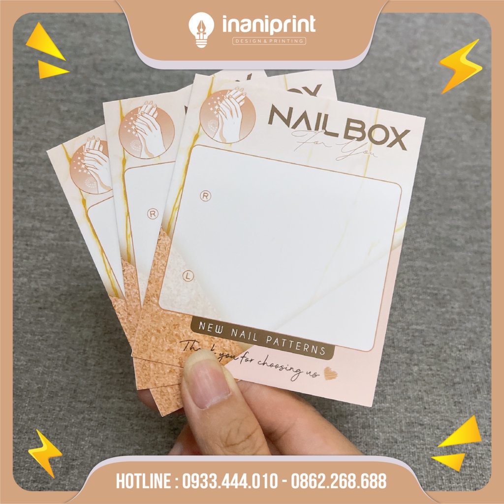 Giấy Nail Box giấy gắn móng giả móng up thiết kế giá rẻ - In 1 mặt - 11x9cm