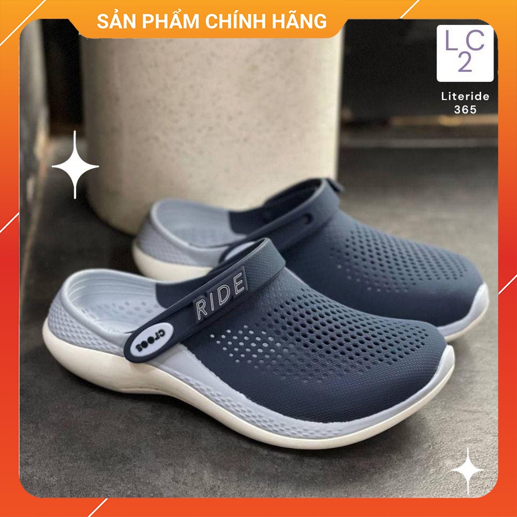 Dép Crocs Xanh Đen, Dép Sục Nam Nữ Literide Clog 360 Đi Mưa Cao Cấp - Sấu Vui Vẻ