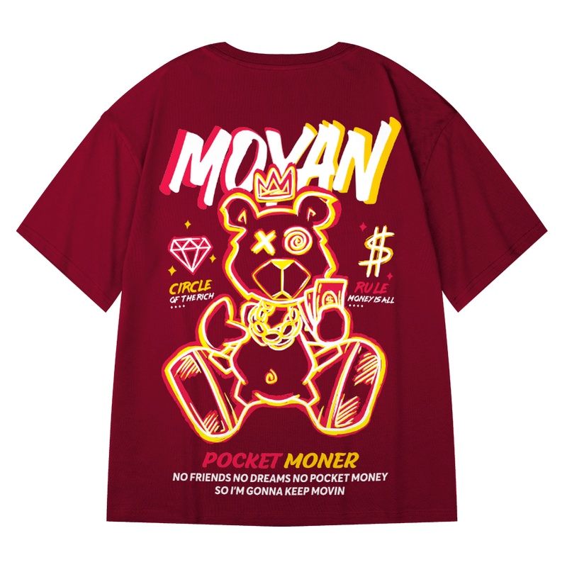 Áo Thun Dáng Rộng In Họa Tiết Gấu Hoạt Hình Phong Cách Hip Hop Thời Trang Mùa Hè Cho Nam Và Nữ [M-8XL]