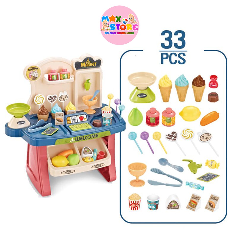 Đồ Chơi Siêu Thị Kem, Quầy Kem Có Nhạc, Đèn Cực Vui