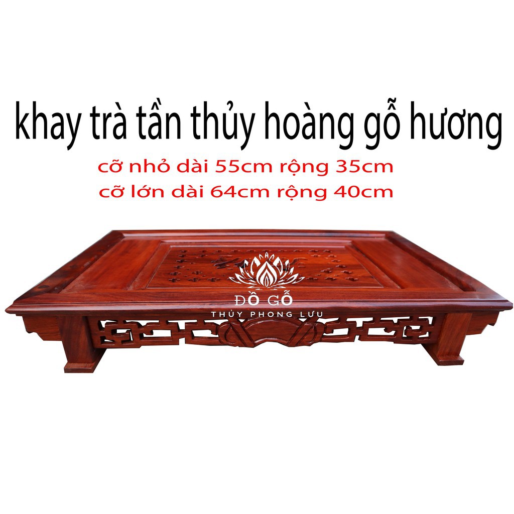 Khay trà tần thủy hoàng-gỗ hương khay trà chữ nhật hiện đại cỡ to 55x35/64x40