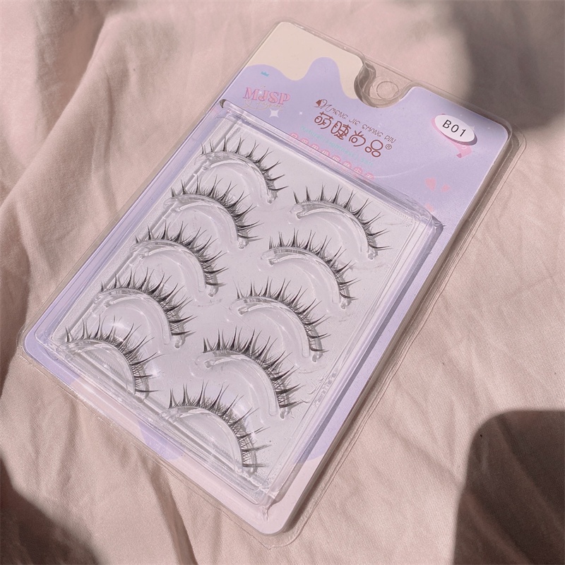 Set 5 cặp lông mi giả MengJieShangPin mỏng manh chéo sợi cao cấp có thể tái sử dụng 11mm làm đẹp cho mắt