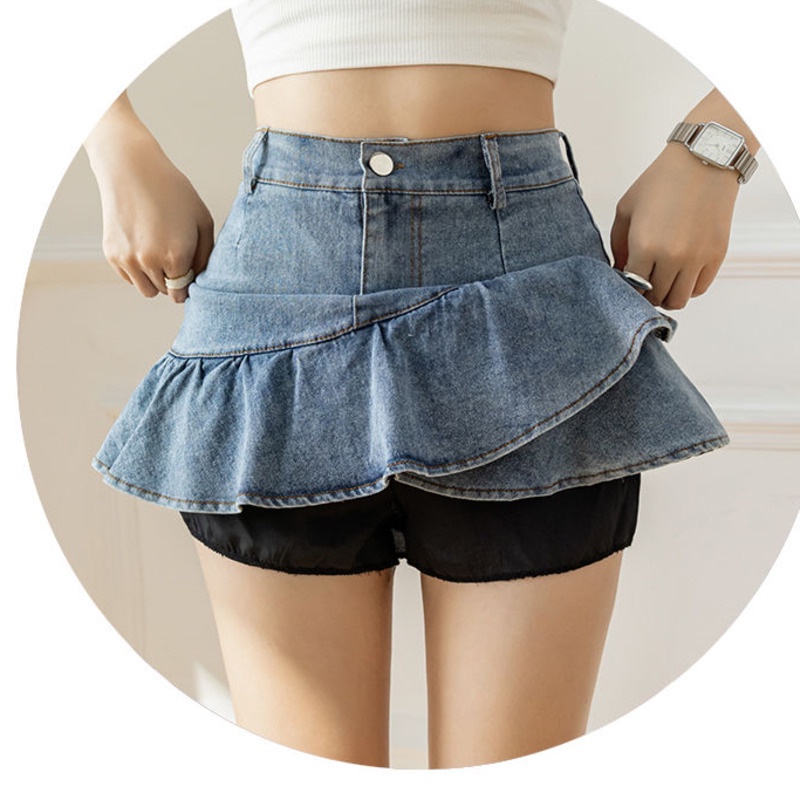 Chân Váy Denim Đuôi Cá Lưng Cao Thời Trang 174156 Chân Váy Chữ a Dáng Ngắn Chống Chói Phong Cách Thời Trang Hàn Quốc