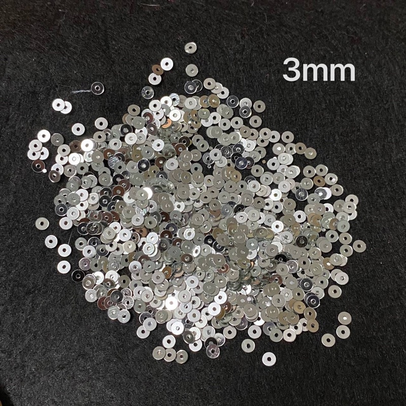 Kim sa 3mm phẳng màu bạc gói 10gr