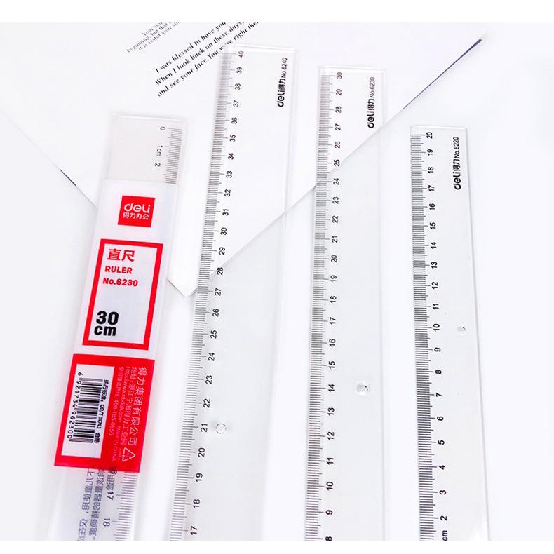 Thước kẻ nhựa trong suốt loại 20/30cm dành cho học sinh, sinh viên. Vạch chia chuẩn, số rõ nét HB1015